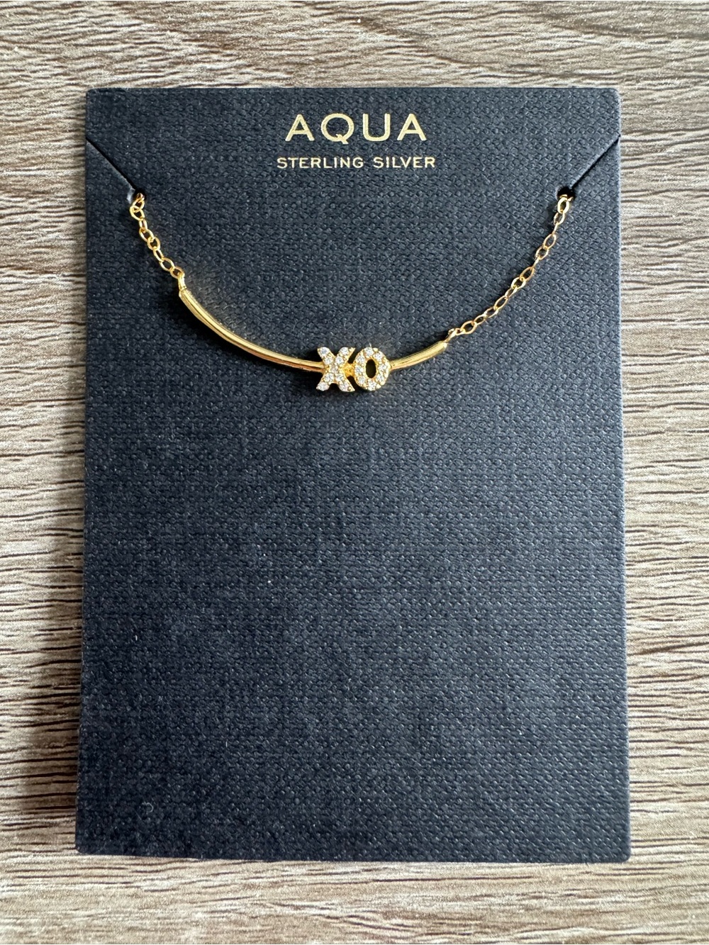Aqua Pave XO Bar Necklace
